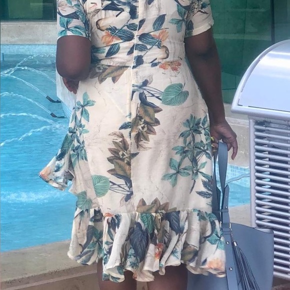 FLORAL MIDI RUFFLED DRESS - Picture 3 of 6